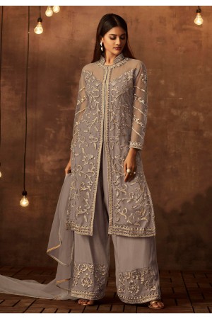 Gray embroidered kameez with palazzo  15079B